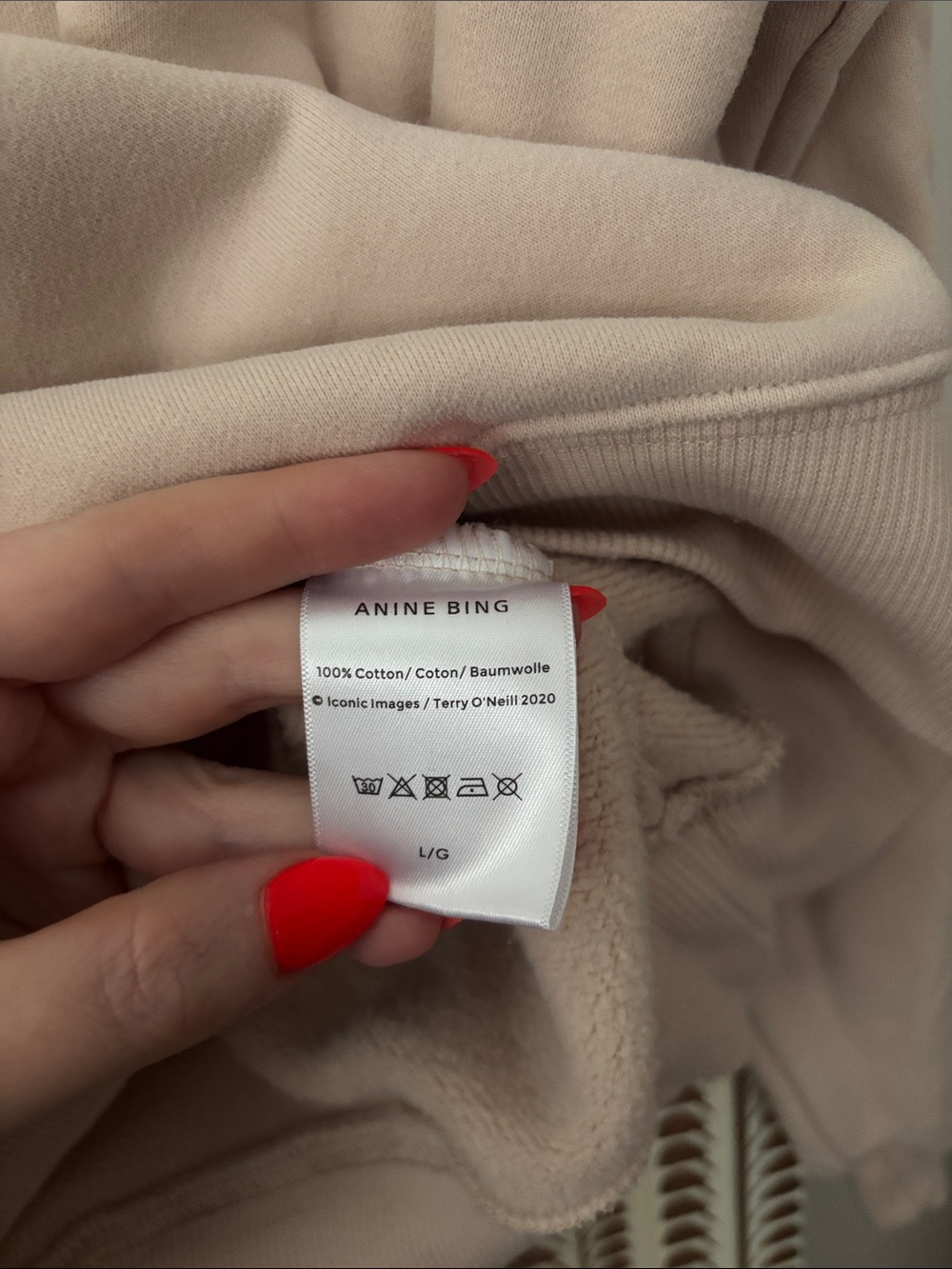 Anine Bing Cream Ramona Crewneck Sweater, Large - Picture 3 of 5